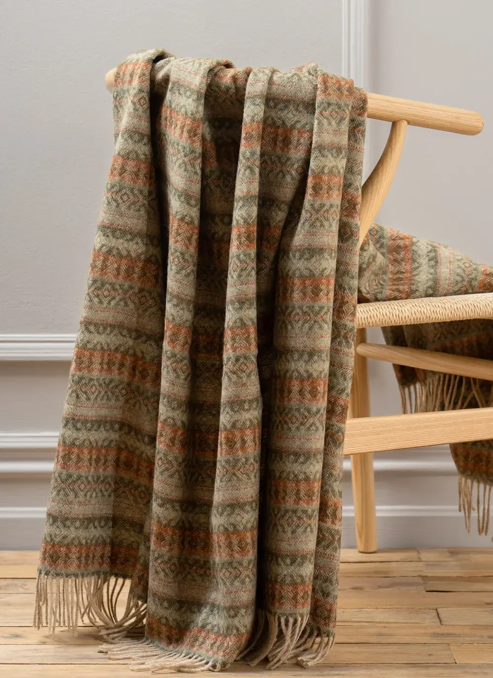 Fairisle Sage Highland Wool Throw